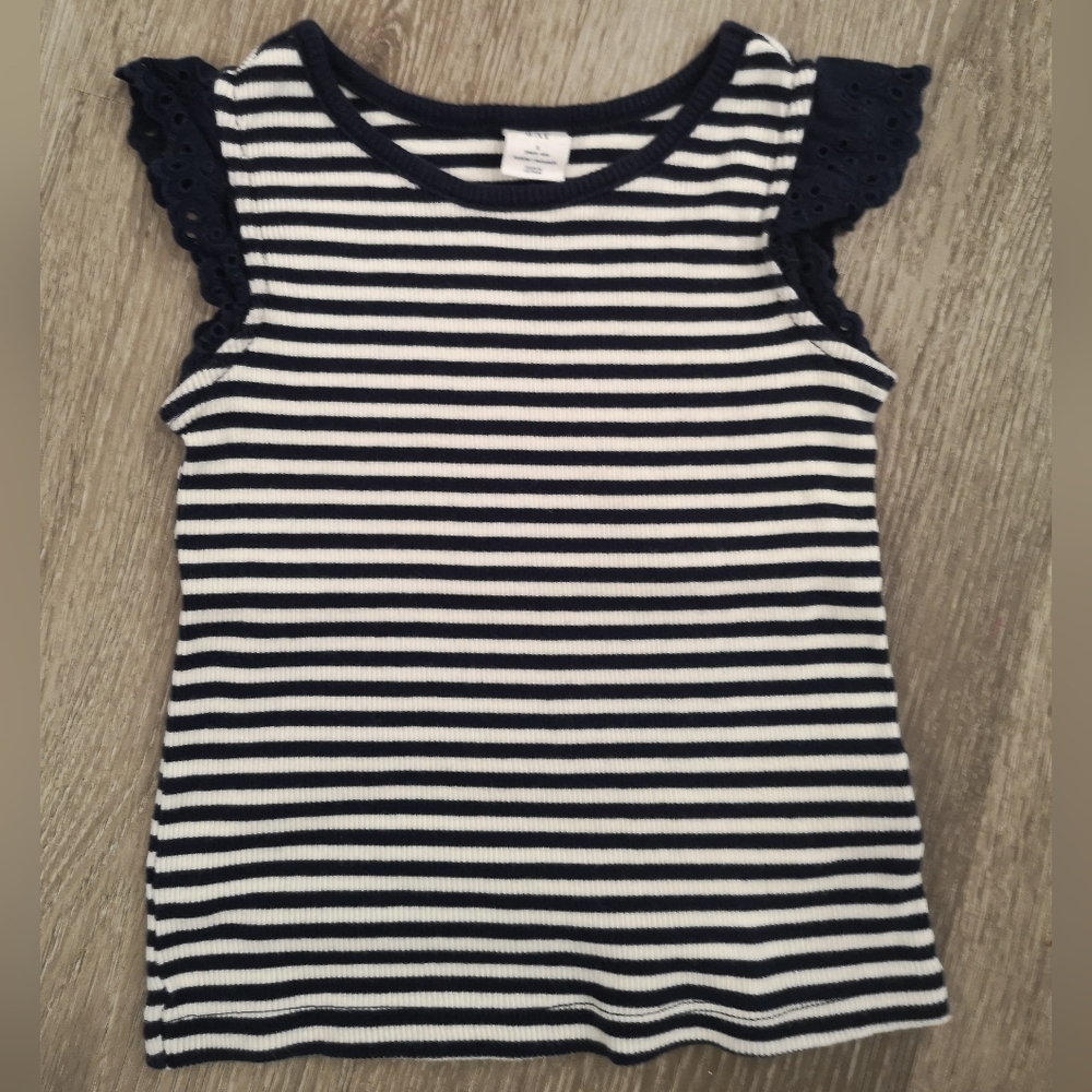 GAP Kids Navy and White Striped Tank Top